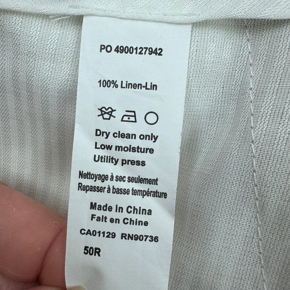 Ralph Lauren Dress Pants Mens 50 Tan 100% Linen Big & Tall Flat Front New